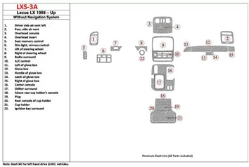 Lexus LX-470 1998-UP Without NAVI system, 22 Parts set OEM Compliance BD Interieur Dashboard Bekleding Volhouder