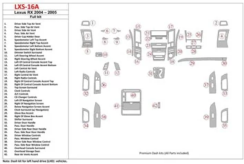 Lexus RX 2004-2005 Ensemble Complet BD Décoration de tableau de bord