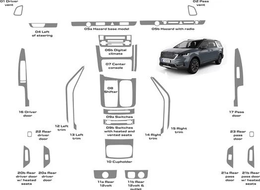 Kia Carnival 2022-2024 Mittelkonsole Armaturendekor WHZ Cockpit Dekor