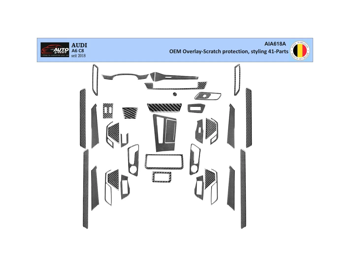 Audi A6 C8 seit 2018 Kit Rivestimento Cruscotto all'interno del veicolo Cruscotti personalizzati 41-Decori