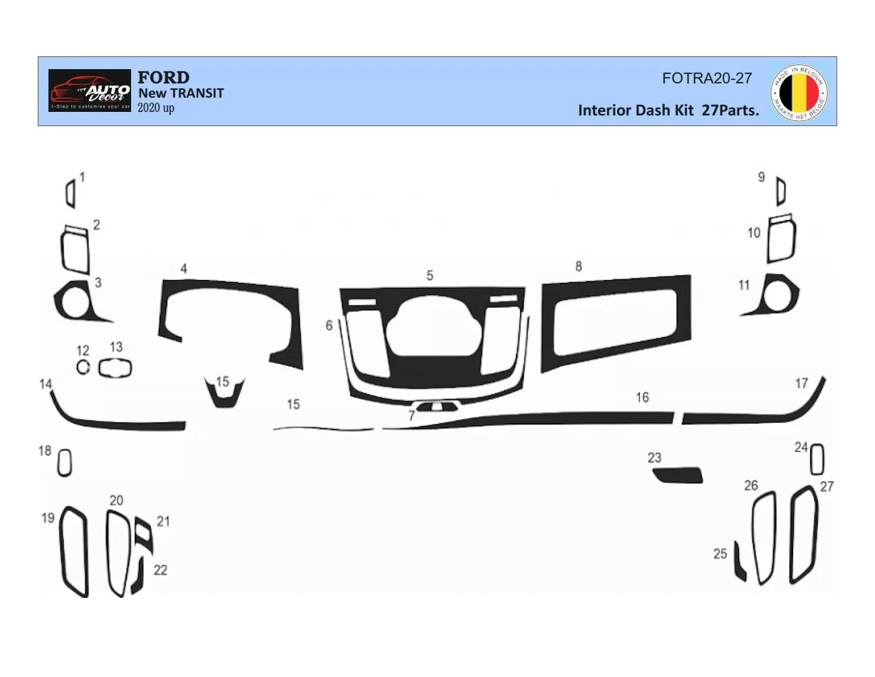 Ford New Transit 2020 3D Interior Dashboard Trim Kit Dash Trim Dekor 27-Parts Navi Ford New Transit 2020 3D Interior Dashboard Trim Kit Dash Trim Dekor 27-Parts Navi