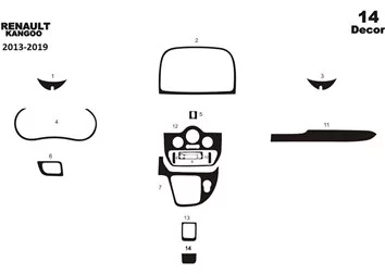 Renault Kangoo 2013-2019 Mascherine sagomate per rivestimento cruscotti 14-Decori
