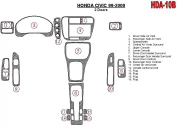 Honda Civic 1999-2000 2 Doors 16 Parts set BD Interieur Dashboard Bekleding Volhouder
