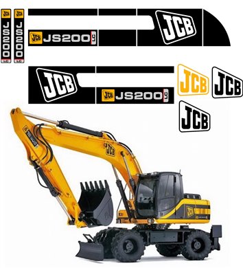 JCB JS 200 Mobiele graafmachine Vector Bestanden voor Print & Cut JCB JS 200 Mobiele graafmachine Vector Bestanden voor Print & Cut