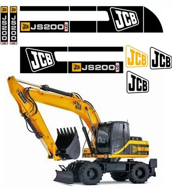 JCB-JS 200 Mobilbagger Vektordateien für Print & Cut - 1- Cockpit Innenraum Dekor 