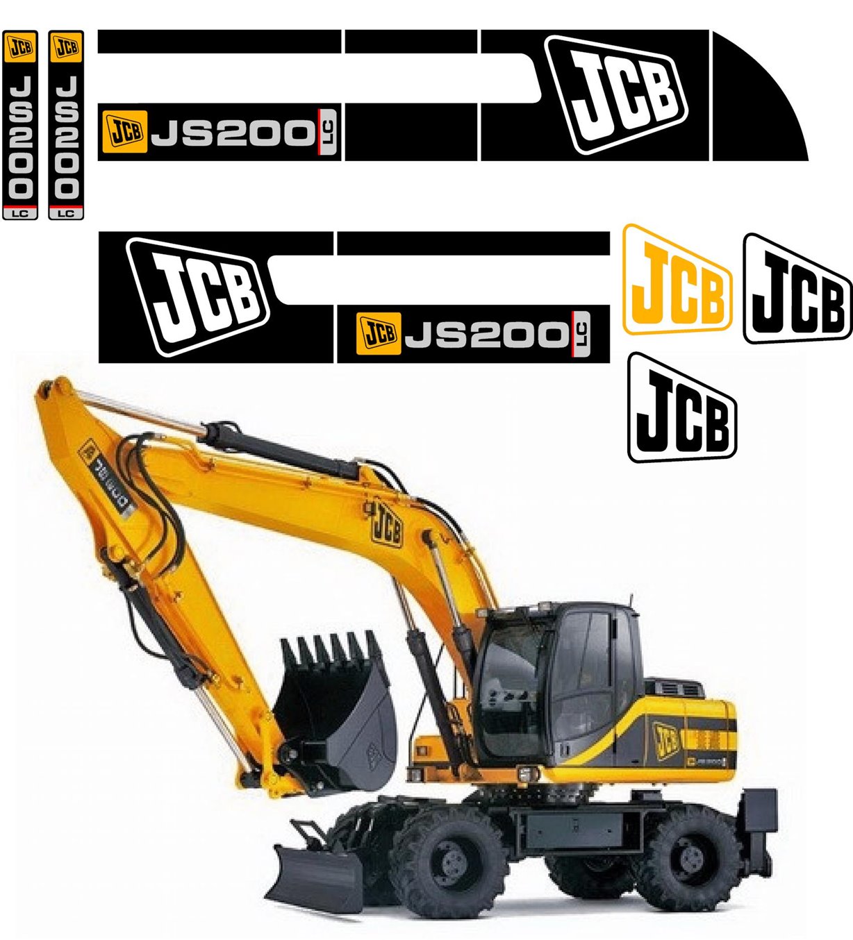 JCB-JS 200 Mobilbagger Vektordateien für Print & Cut