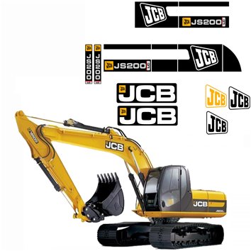 JCB-JS 200 Mobile excavator Replacement Vector Decal Files for Print & Cut
