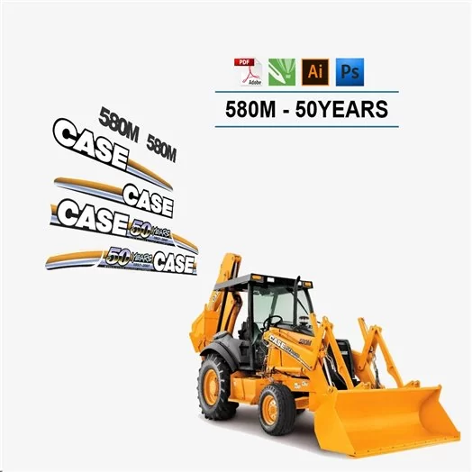Case 580M 50 Years Backhoe loader Replacement Vector Decal Files for Print & Cut