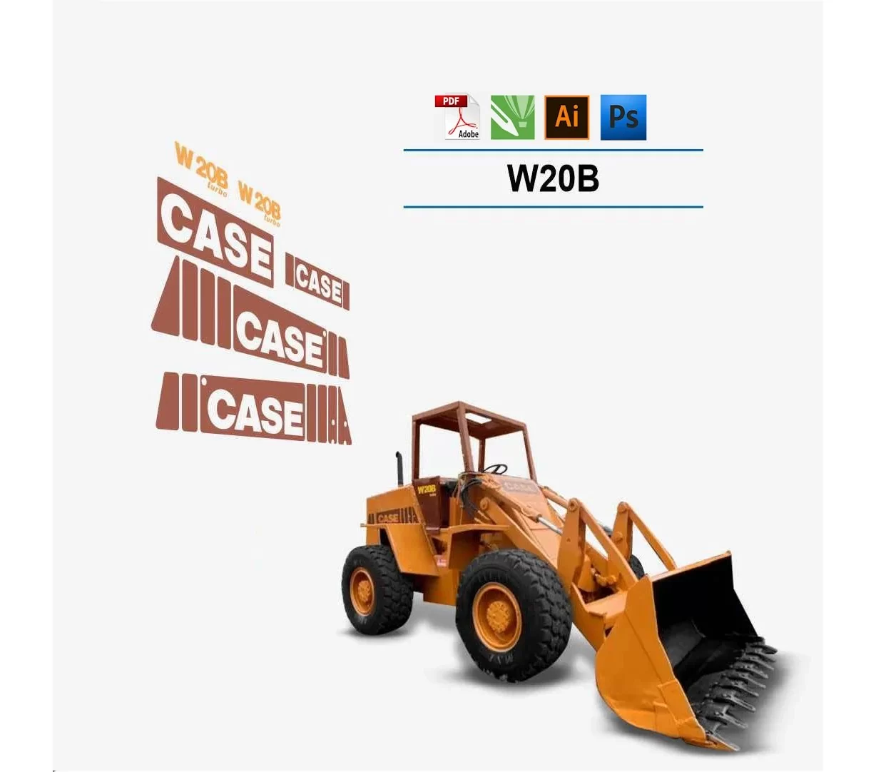 Case W20B Radlader Vektordateien für Print & Cut