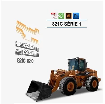 Case 821B Wiellader Vector Bestanden voor Print & Cut