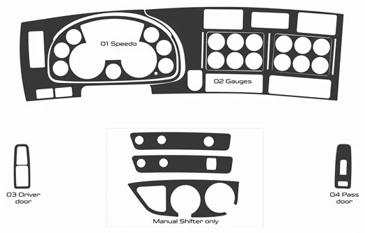 Kenworth W990 Diamond VIT 2022-2026 Kit di finiture per cruscotto completo in stile interno Kenworth W990 Diamond VIT 2022-2026 Kit di finiture per cruscotto completo in stile interno