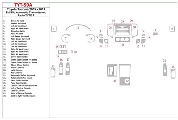 Toyota Tacoma 2005-UP Voll Satz, Automatic Gear, Radio TYPE A BD innenausstattung armaturendekor cockpit dekor