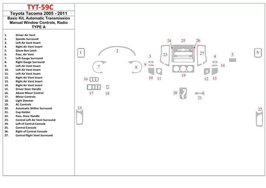Toyota Tacoma 2005-UP BD innenausstattung armaturendekor cockpit dekor Toyota Tacoma 2005-UP BD innenausstattung armaturendekor cockpit dekor