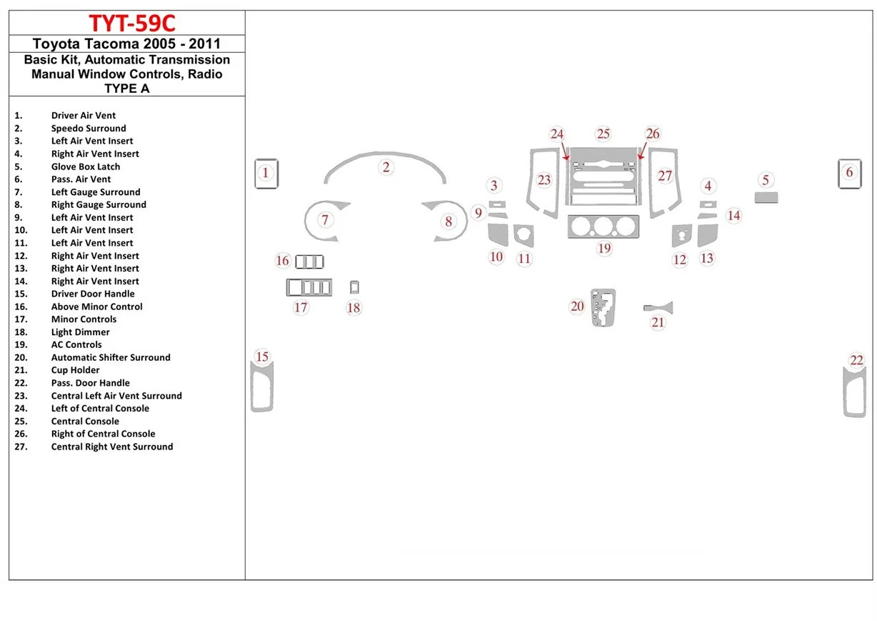 Toyota Tacoma 2005-UP BD innenausstattung armaturendekor cockpit dekor Toyota Tacoma 2005-UP BD innenausstattung armaturendekor cockpit dekor