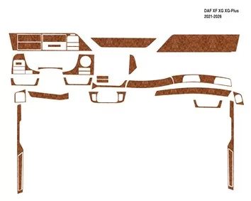 Daf XF XG XG-Plus 2021 3D Inleg dashboard Interieurset aansluitend en pasgemaakt op he 27-Teile