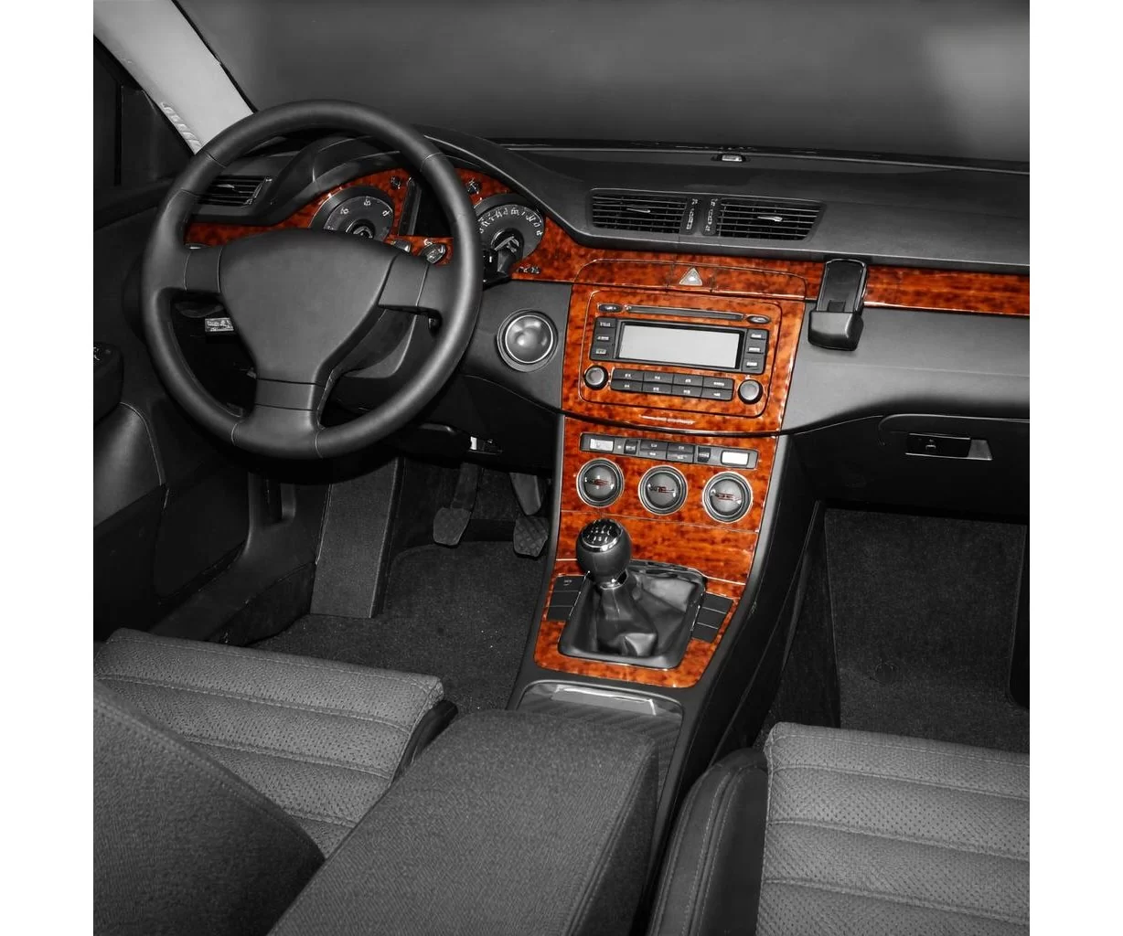 Volkswagen Passat B6 Tacho 02.05 09.10 Habillage Décoration de Tableau de Bord 3-Pièce