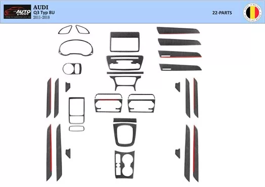 Audi Q3 8U 2011–2018 3D Inleg dashboard Interieurset aansluitend en pasgemaakt op he 22-Teile