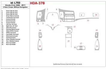 Honda Civic 2006-2011 2 Doors, Without NAVI system Cruscotto BD Rivestimenti interni