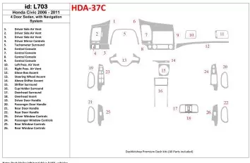 Honda Civic 2006-2011 4 Doors, With NAVI system Interior BD Dash Trim Kit