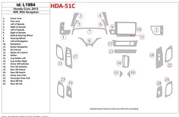 Honda Civic 2012-UP Sedan, With NAVI BD innenausstattung armaturendekor cockpit dekor - 1- Cockpit Dekor Innenraum