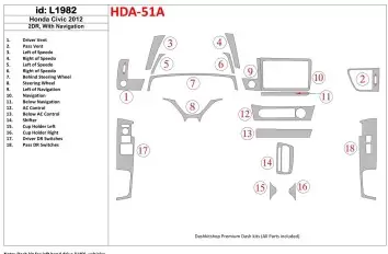 Honda Civic 2012-UP With NAVI Cruscotto BD Rivestimenti interni