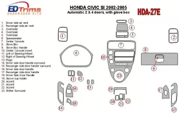 Honda Civic SI 2002-UP SI Model BD Interieur Dashboard Bekleding Volhouder