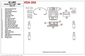 Honda CR-V 1997-1998 Basic Set, 22 Pieces, BD Interieur Dashboard Bekleding Volhouder