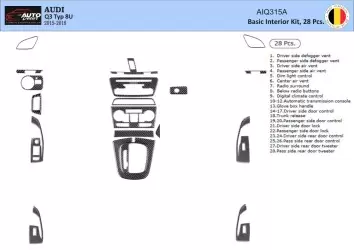 Audi Q3 ab 2015 3M 3D BASIC Interior Kit la décoration du tableau de bord 28-Pièce - 2 - habillage decor de tableau de bord