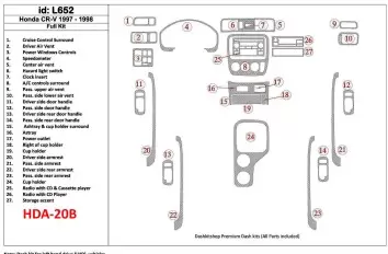 Honda CR-V 1997-1998 Full Set, 27 Pieces, Interior BD Dash Trim Kit