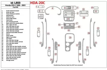 Honda CR-V 1999-2001 Ensemble Complet, 33 Parts set BD Kit la décoration du tableau de bord - 1 - habillage decor de tableau de 