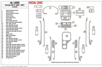 Honda CR-V 1999-2001 Full Set, 33 Parts set BD Interieur Dashboard Bekleding Volhouder