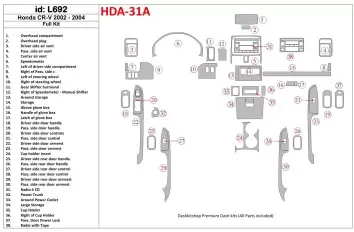 Honda CR-V 2002-2004 Full Set, 30 Parts set Interior BD Dash Trim Kit