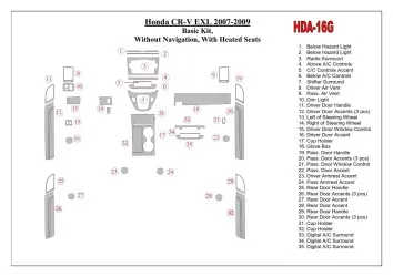 Honda CR-V 2007-2009 Basic Set, Without NAVI,with Heated Seats Interior BD Dash Trim Kit