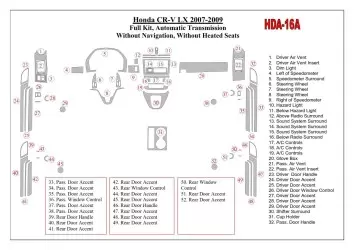 Honda CR-V 2007-2009 Ensemble Complet, Boîte automatique, Sans NAVI, Sans Heated Seats BD Kit la décoration du tableau de bord -