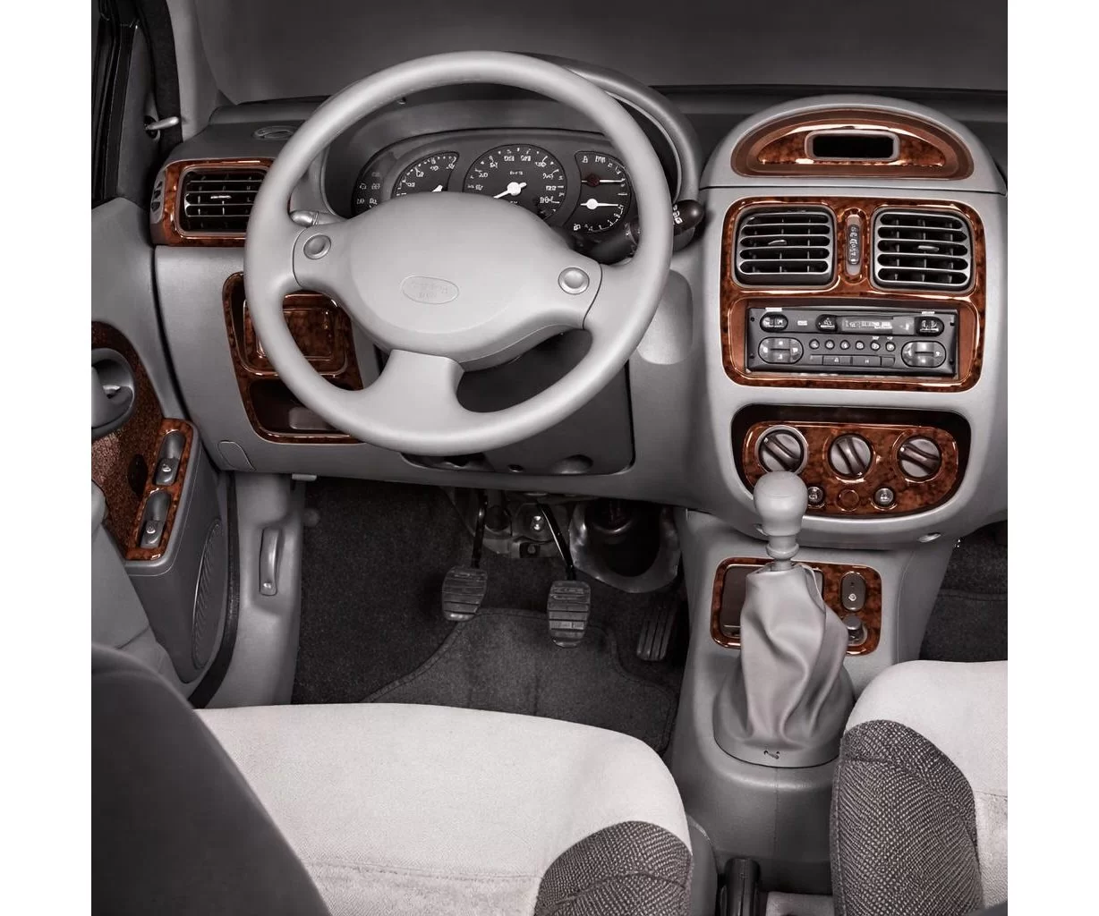 Renault Clio 06.98-05.01 3D Inleg dashboard Interieurset aansluitend en pasgemaakt op he 18-Teile