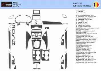 Audi Q3 ab 2015 Kit Rivestimento Cruscotto all'interno del veicolo Cruscotti personalizzati 49-Decori
