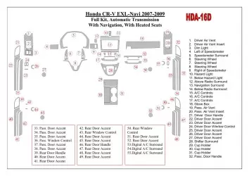 Honda CR-V 2007-2009 Full Set, EXL Model, Automatic Gear, With NAVI,with Heated Seats Cruscotto BD Rivestimenti interni