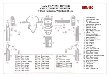 Honda CR-V 2007-2009 Ensemble Complet, EXL Model, Boîte automatique, Sans NAVI,Avec Heated Seats BD Décoration de tableau de bor