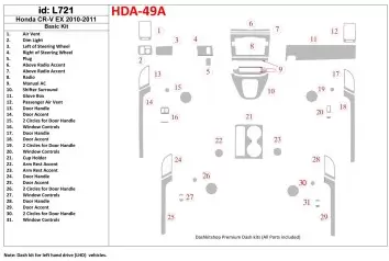 Honda CR-V 2010-UP Basic Set, EX Model Interior BD Dash Trim Kit