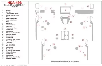 Honda CR-V 2010-UP Basic Set, LX Model Interior BD Dash Trim Kit