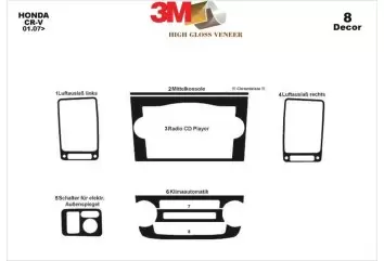 Honda CR-V 4X4 01.07 - 12.13 Kit Rivestimento Cruscotto all'interno del veicolo Cruscotti personalizzati 8-Decori