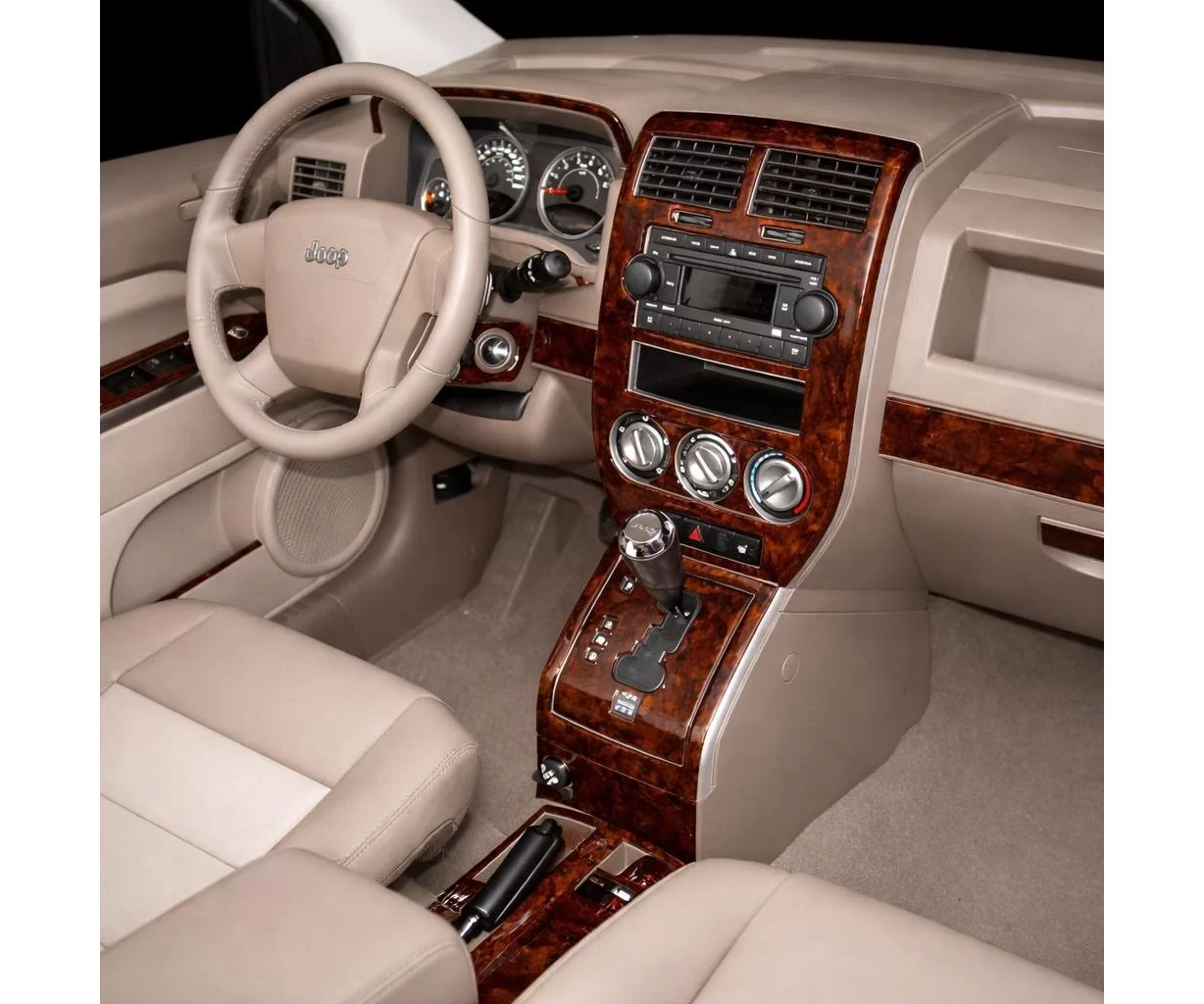 Jeep Compass 2007-2008 Automatic Gear, Without NAVI, Manual Gearbox Window Controls Mascherine sagomate per rivestimento cruscot