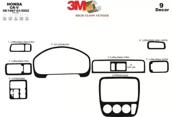 Honda CR-V 4X4 06.97 - 01.02 Kit Rivestimento Cruscotto all'interno del veicolo Cruscotti personalizzati 9-Decori