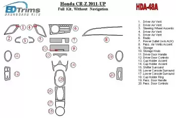 Honda CR-Z 2011-UP Full Set Without NAVI Interior BD Dash Trim Kit