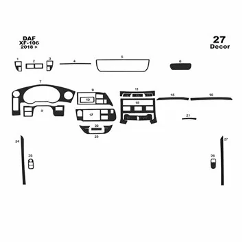 Daf XF106/116 2013-2021 Habillage Décoration de Tableau de Bord 23-Pièce 2