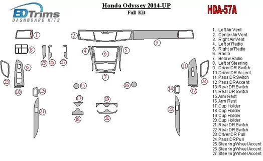 Honda Odyssey 2014-UP Voll Satz BD innenausstattung armaturendekor cockpit dekor - 1- Cockpit Dekor Innenraum