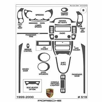 Porsche 911 1999-2000 Basic innenausstattung armaturendekor cockpit dekor