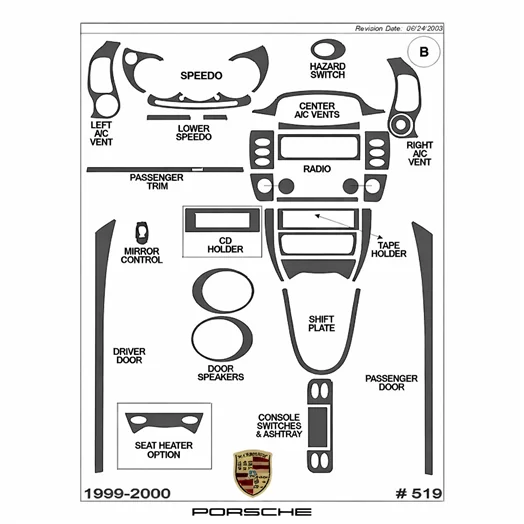 Porsche 911 1999-2000 Basic innenausstattung armaturendekor cockpit dekor