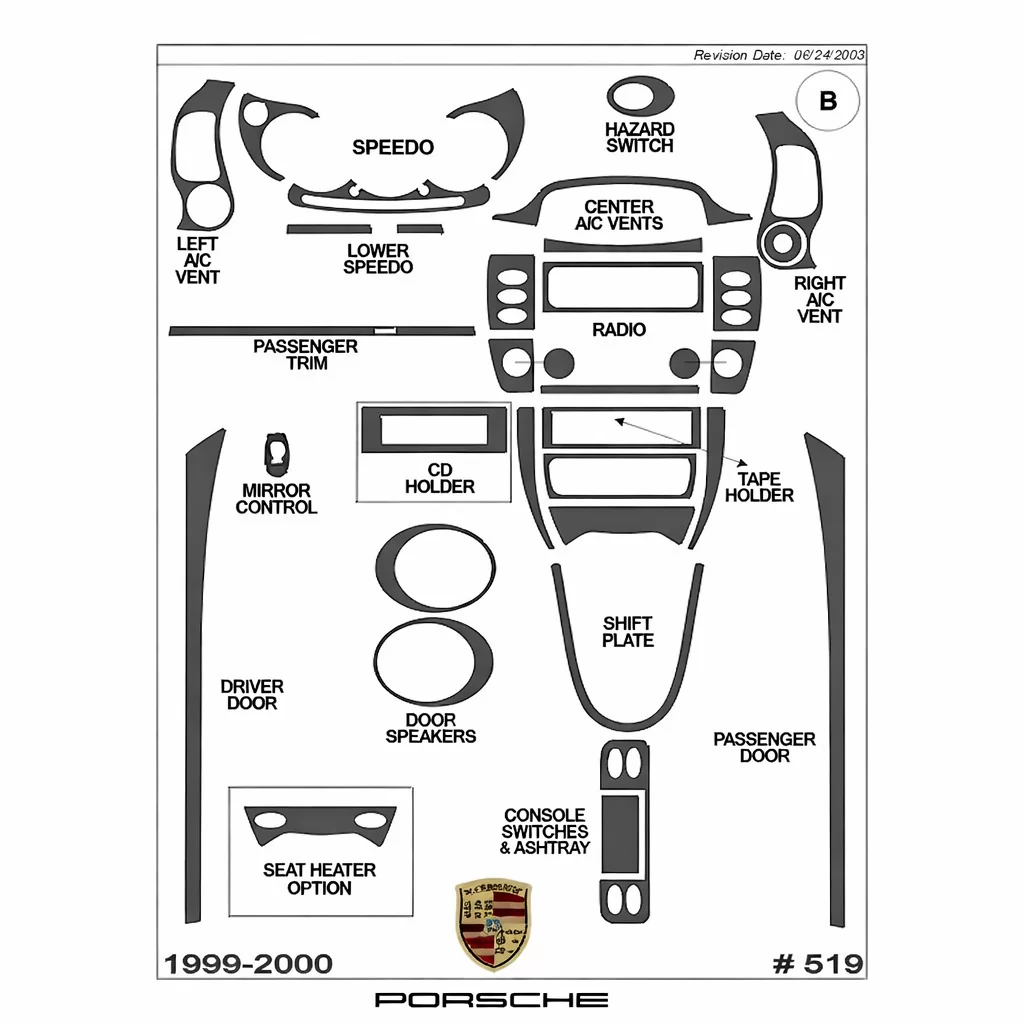 Porsche 911 1999-2000 Basic Décoration de tableau de bord