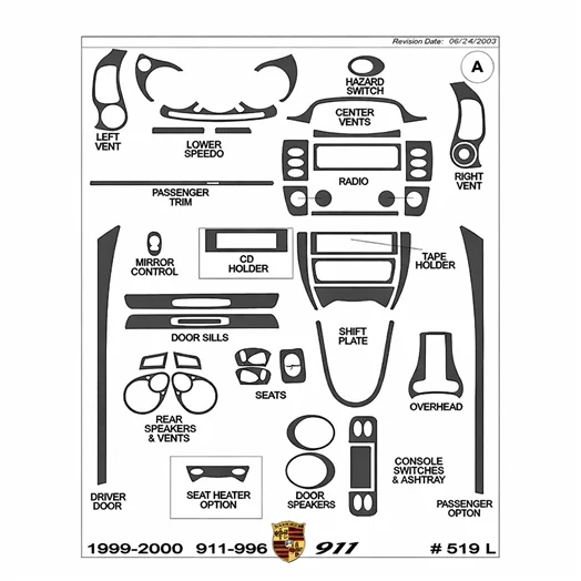 Porsche 911 1999-2000 Full innenausstattung armaturendekor cockpit dekor